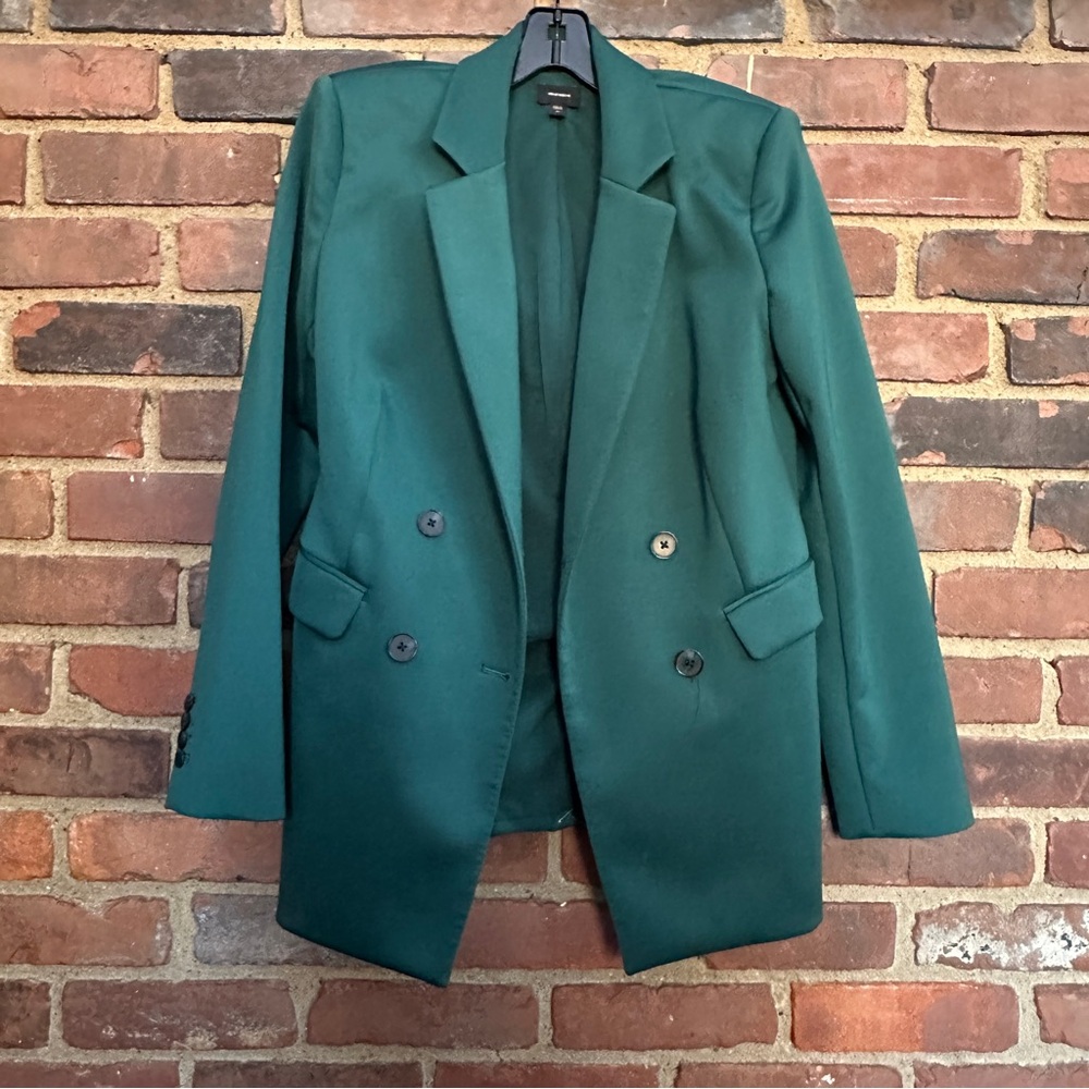 EXPRESS GREEN DOUBLE BREASTED BLAZER -small - Picture 2 of 5
